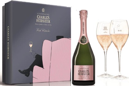 Charles Heidsieck Rosé Reserve with Glasses