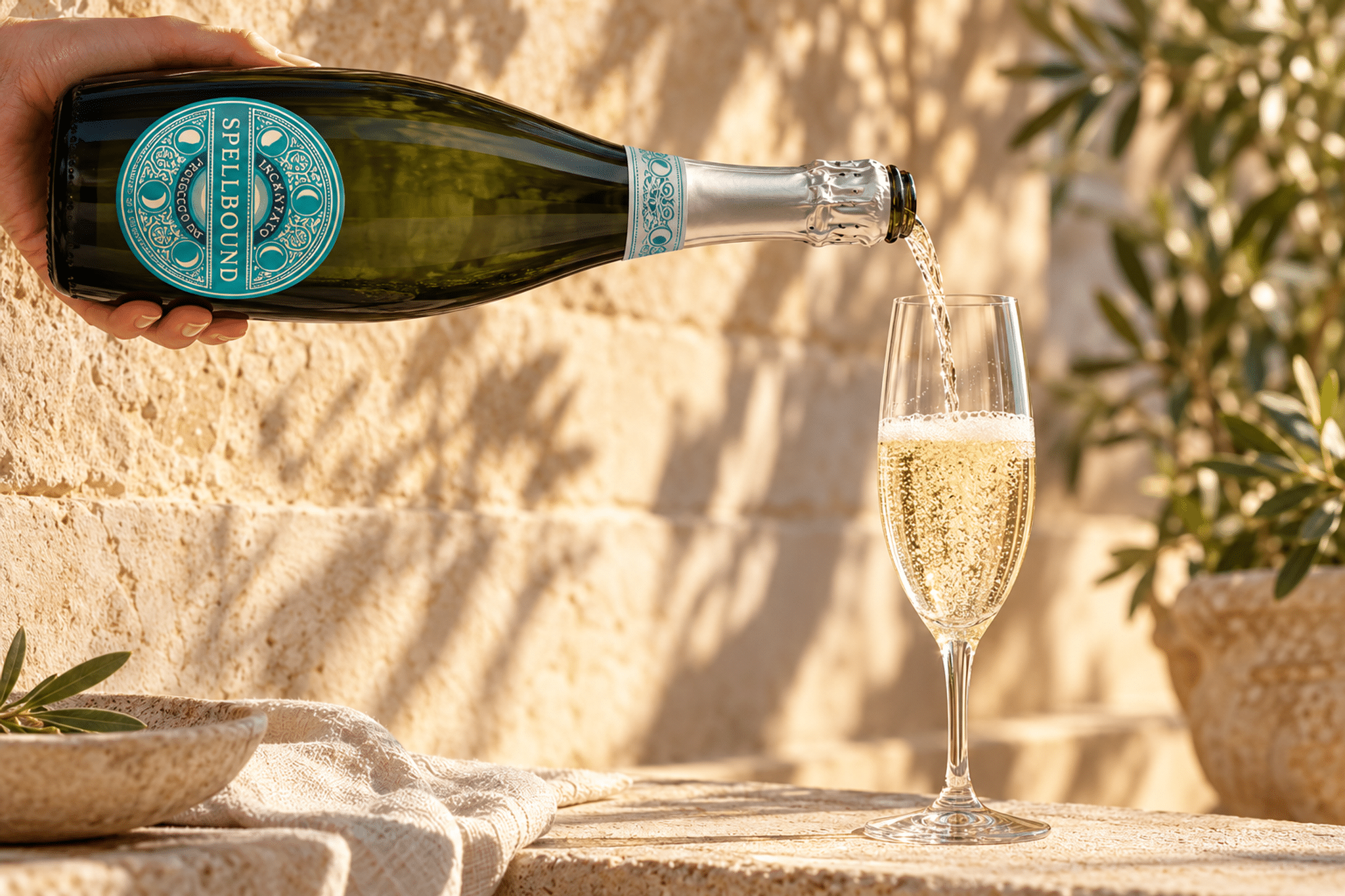 sunlit spellbound prosecco pour